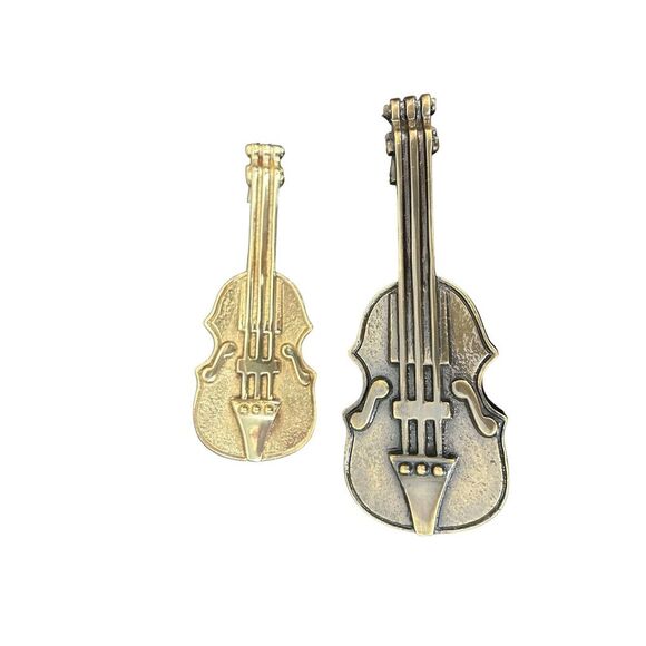 SeViolin Style Polished‎ Brass Front Door Knocker with Hardware Set Of 2 - Picture 1 of 3